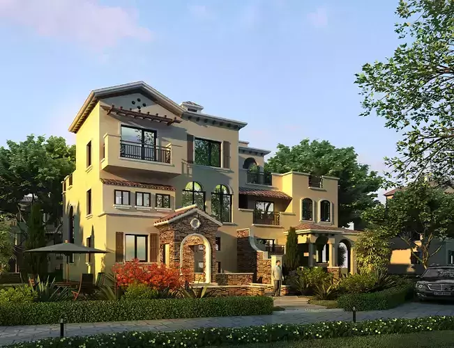 3D model of 2022 luxury fashion villa exterior 26