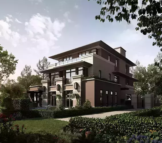 3D model of 2022 luxury fashion villa exterior 27