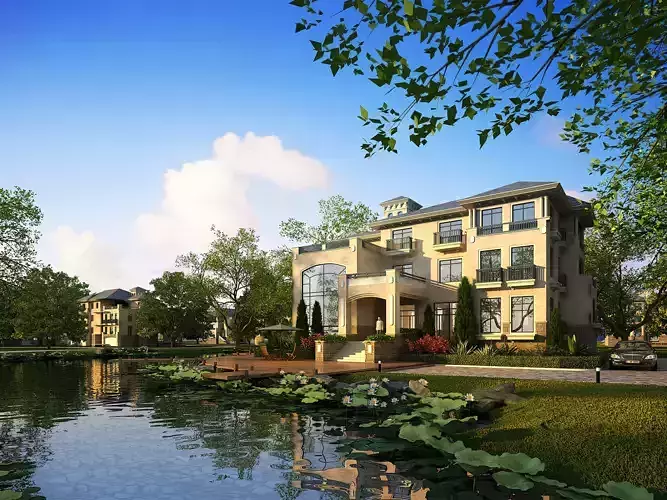 3D model of 2022 luxury fashion villa exterior 28