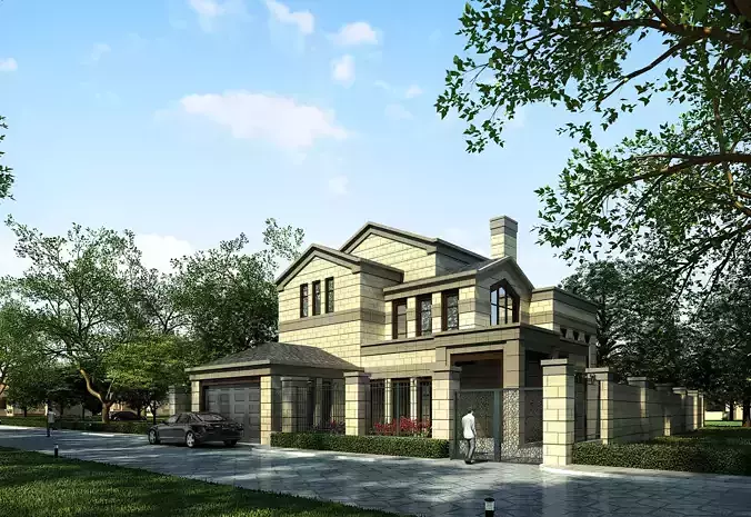 3D model of 2022 luxury fashion villa exterior 29