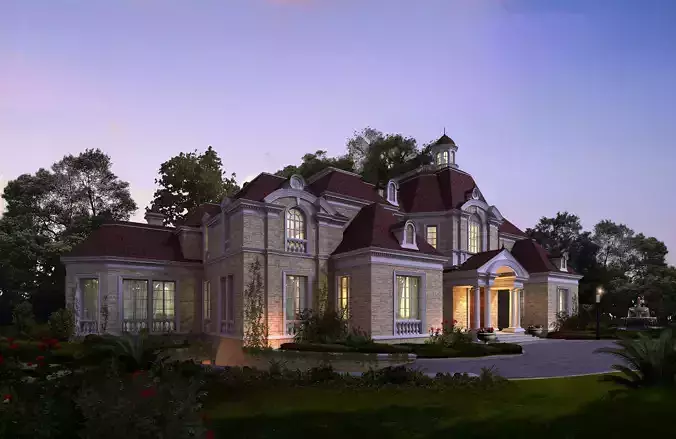 3D model of 2022 luxury fashion villa exterior 30