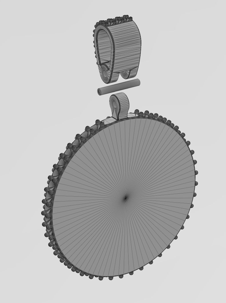 Iced greek key fluted diamond cluster pendant with bail 3D print model_13