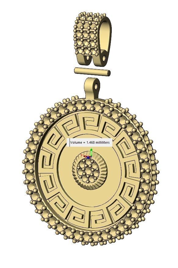 Iced greek key fluted diamond cluster pendant with bail 3D print model_11
