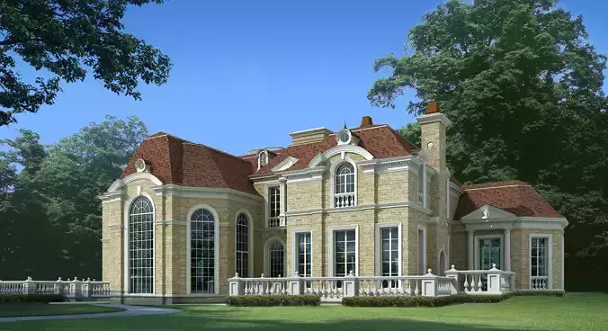 3D model of 2022 luxury fashion villa exterior 31