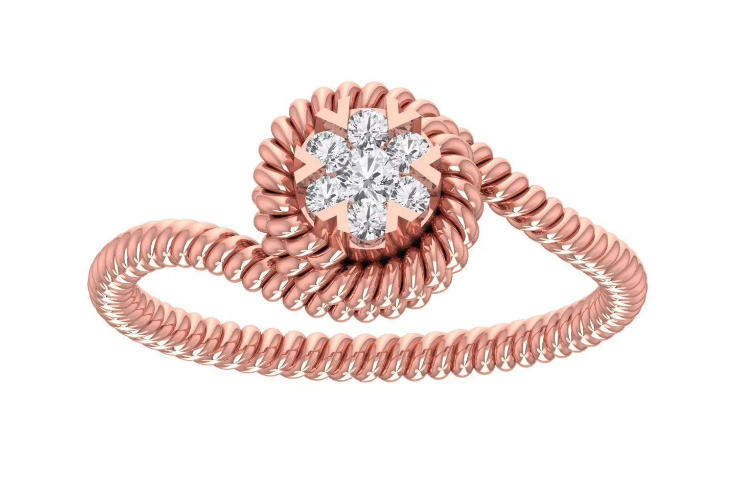 Diamond Wedding Engagement Spiral Band Ring 3D print model