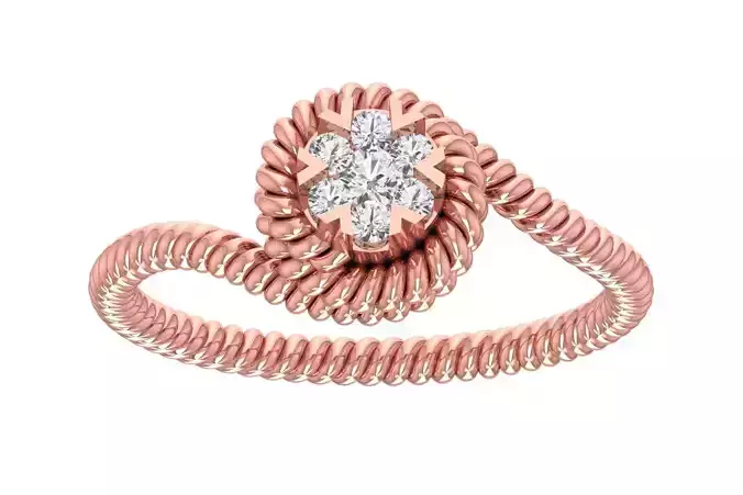 Diamond Wedding Engagement Spiral Band Ring 3D print model