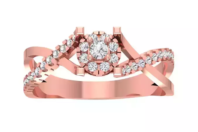 Diamond Wedding Engagement Split Shank Band Ring 3D print model