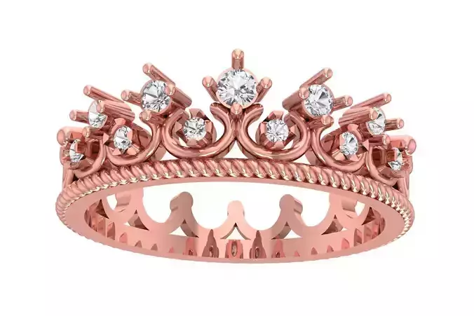 Crown  Wedding Engagement Ring for Her 3D print model
