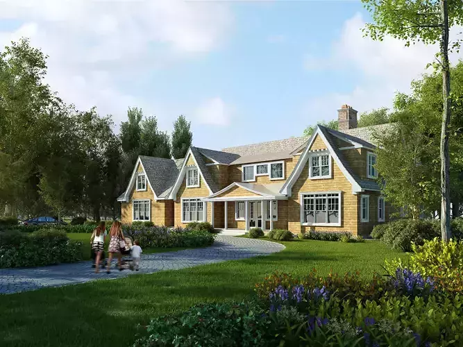 3D model of 2022 luxury fashion villa exterior 34