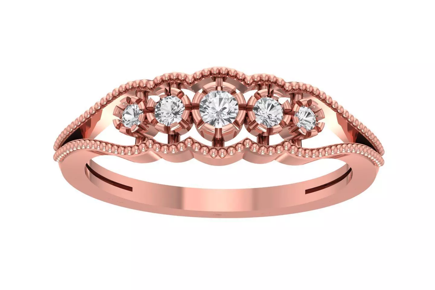 Five Stone Diamond Wedding Band 3D print model