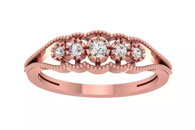 Five Stone Diamond Wedding Band  3D print model