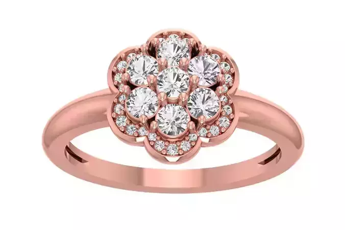 Flower Engagement Wedding Ring for Her