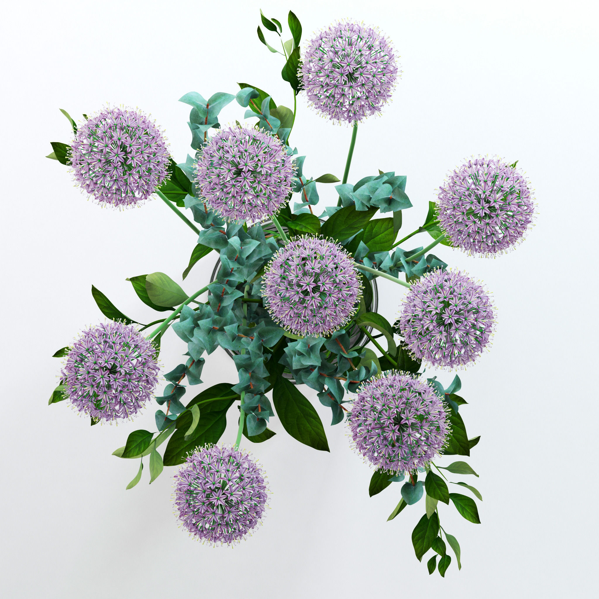 Alliums and Eucalyptus plus Tangerine branches and Palm leaf 3D model_4