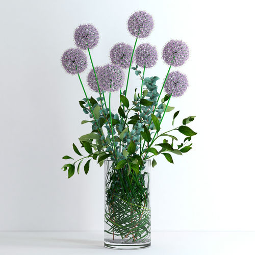 Alliums and Eucalyptus plus Tangerine branches and Palm leaf 3D model