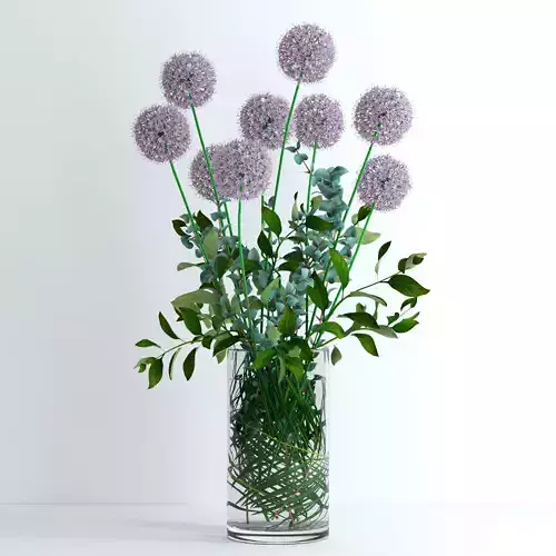 Alliums and Eucalyptus plus Tangerine branches and Palm leaf 3D model