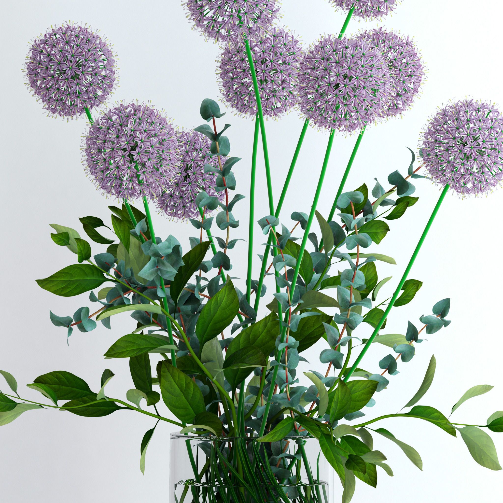 Alliums and Eucalyptus plus Tangerine branches and Palm leaf 3D model_5