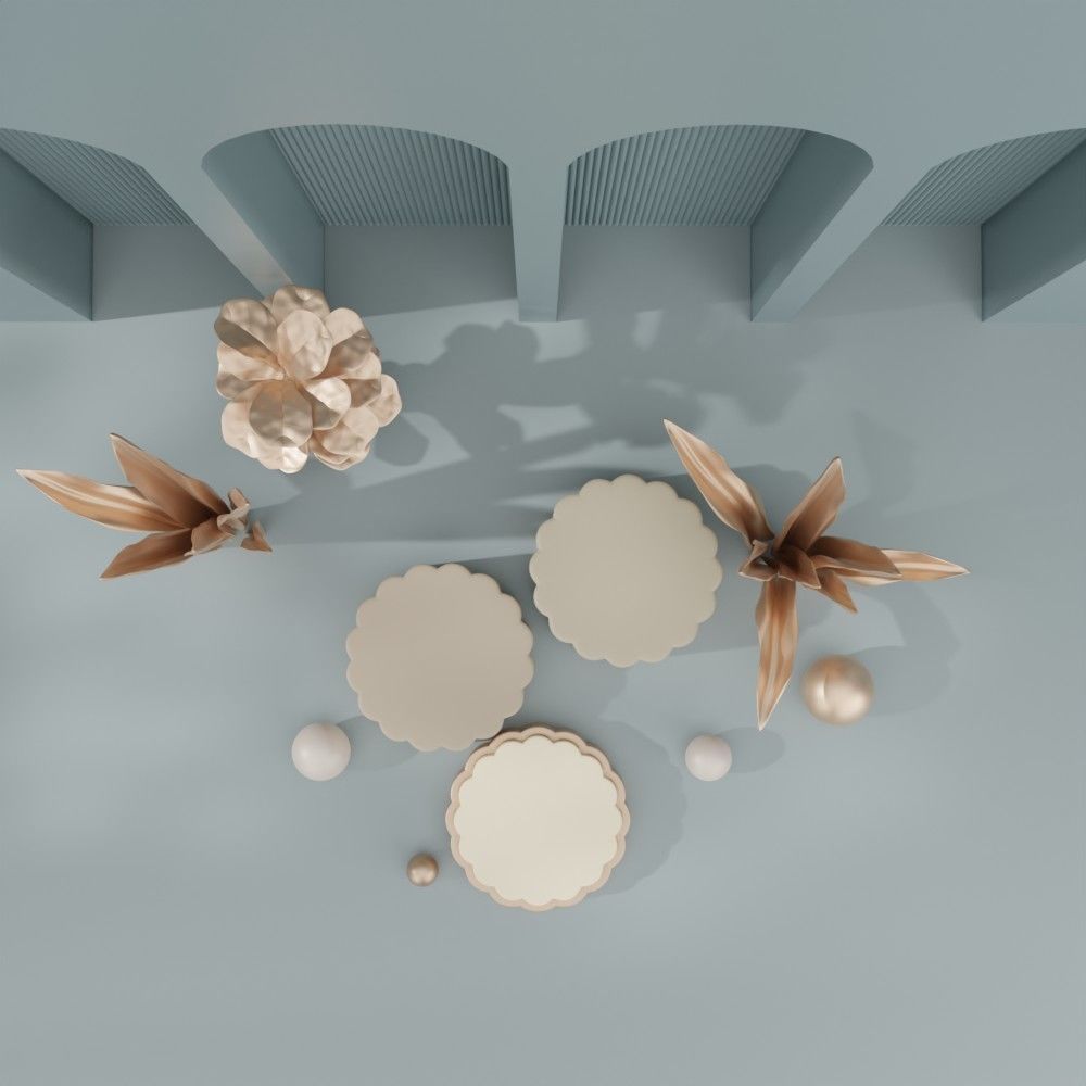 Cosmetic sky blue background and podium display  3D model_8