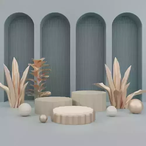 Cosmetic sky blue background and podium display 