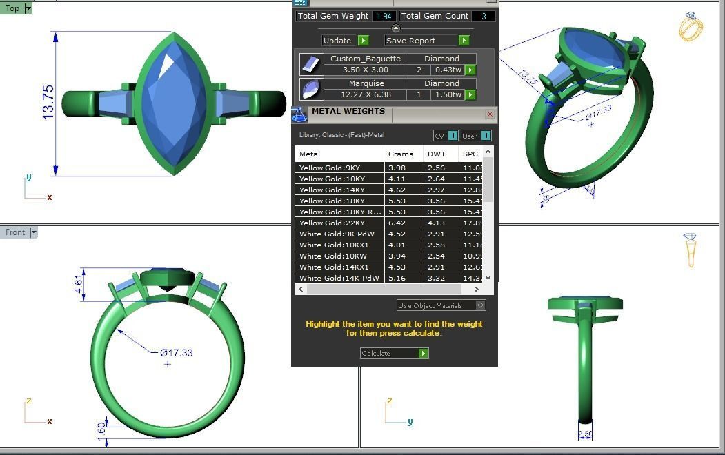 Engagement ring Maya marquise 3D print model_2