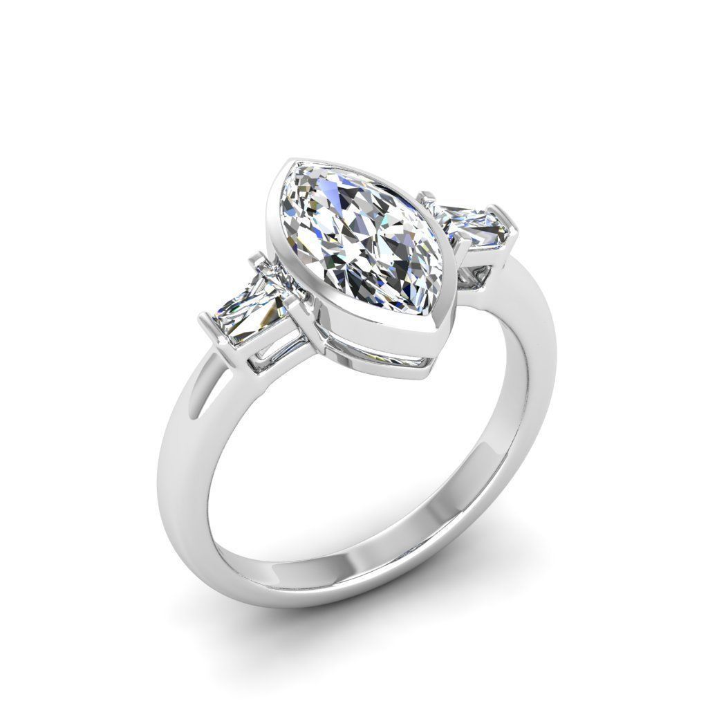 Engagement ring Maya marquise 3D print model_5