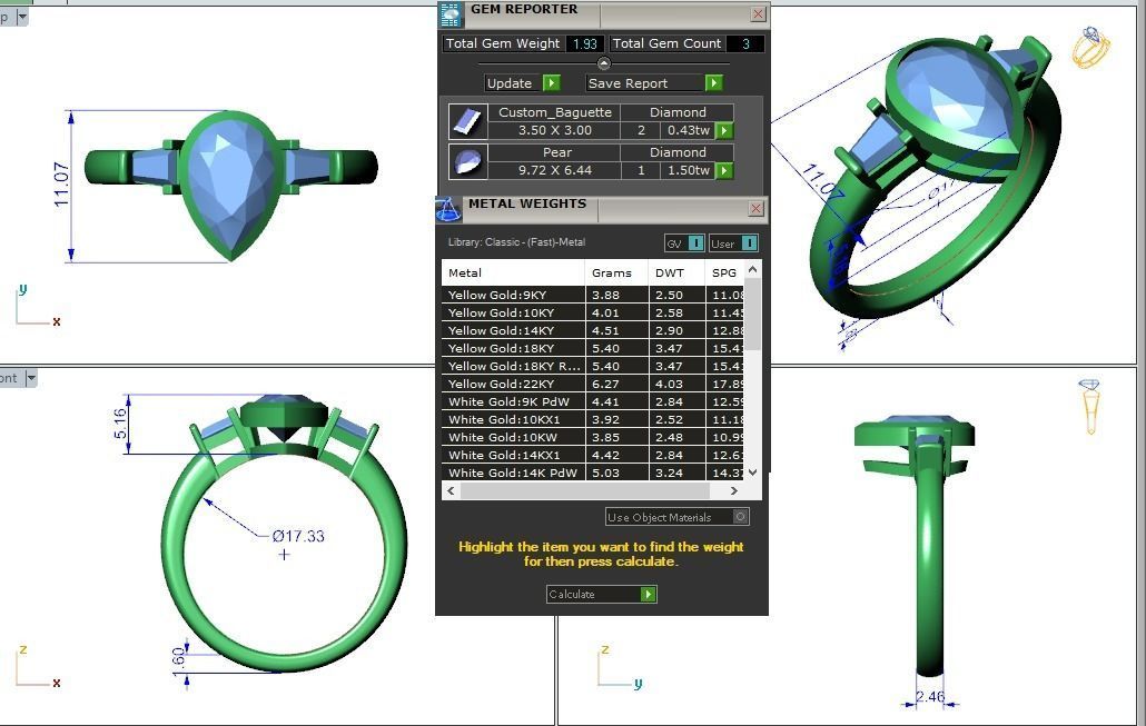 Engagement ring Maya pear 3D print model_4