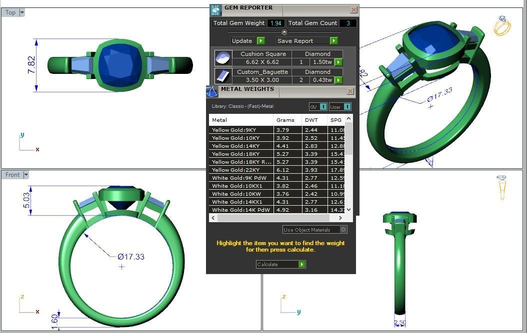 Engagement ring Maya qushion 3D print model_3