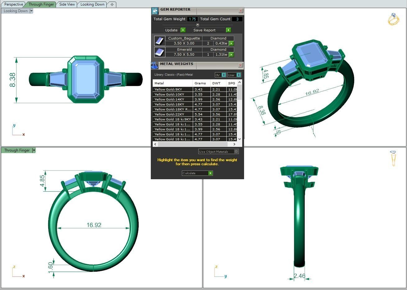 Engagement ring Maya emerald 3D print model_27