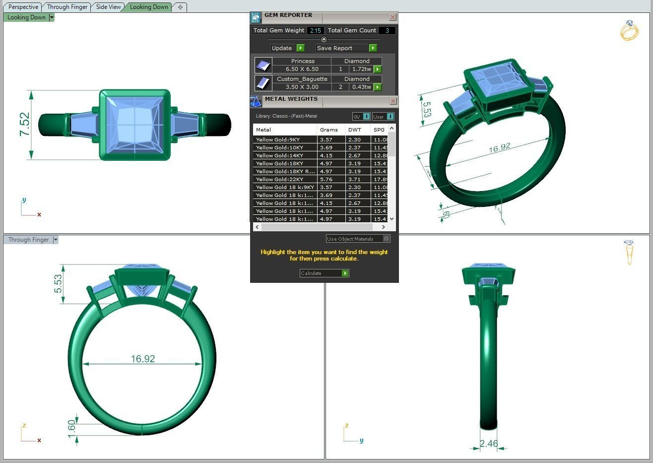Engagement ring Maya princess 3D print model_28