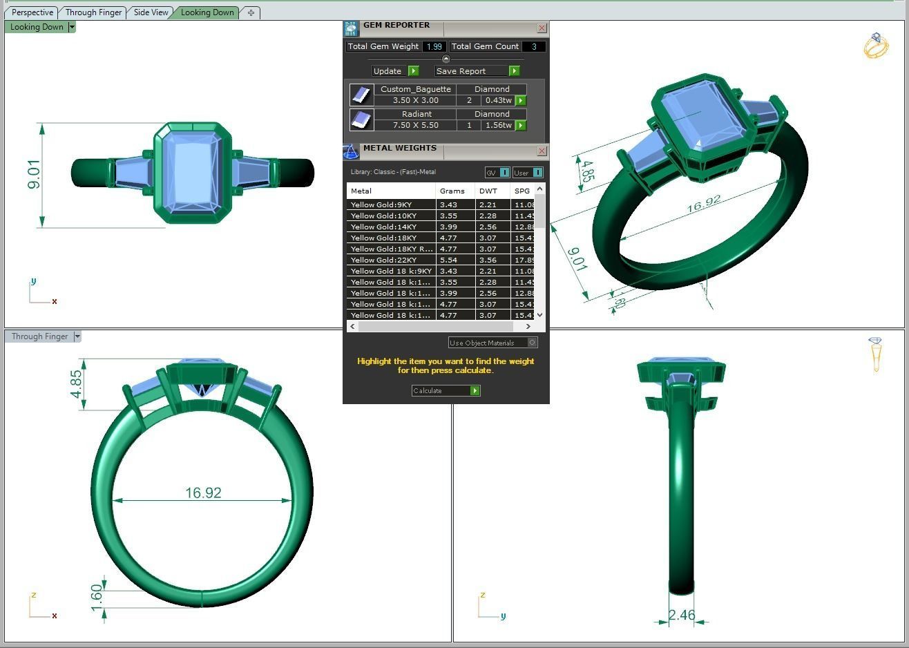 Engagement ring Maya radiant 3D print model_19