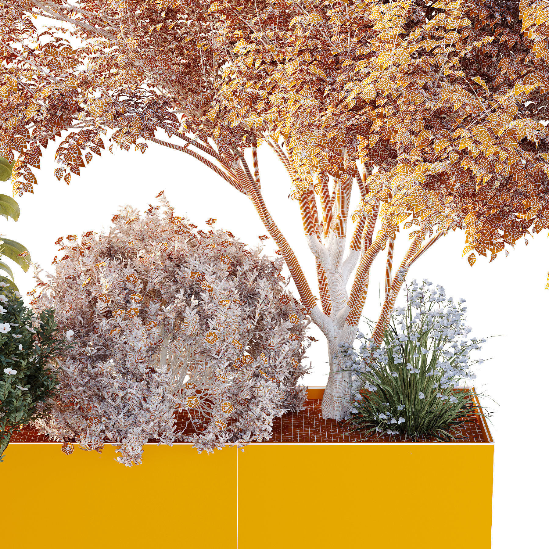 HQ Tree and bush garden box outdoor VOL 13 3D model_3