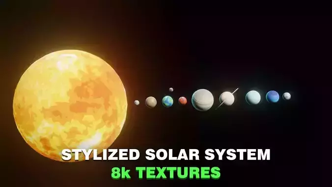 Stylized Solar System 3D Model 8k Textures Low-poly 3D model