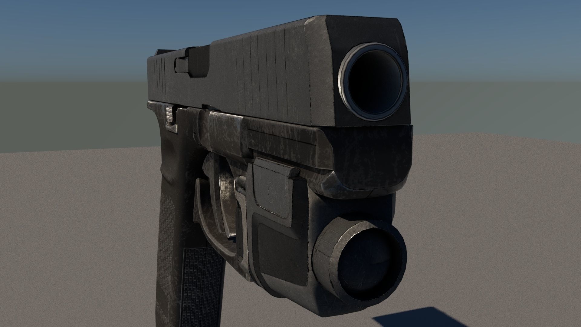 pistol Low-poly 3D model_4