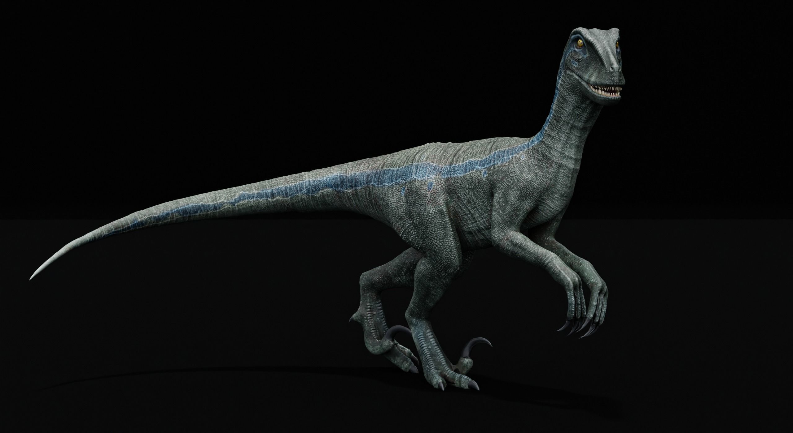 Monster Velociraptor Dinosaur Low-poly 3D model_8