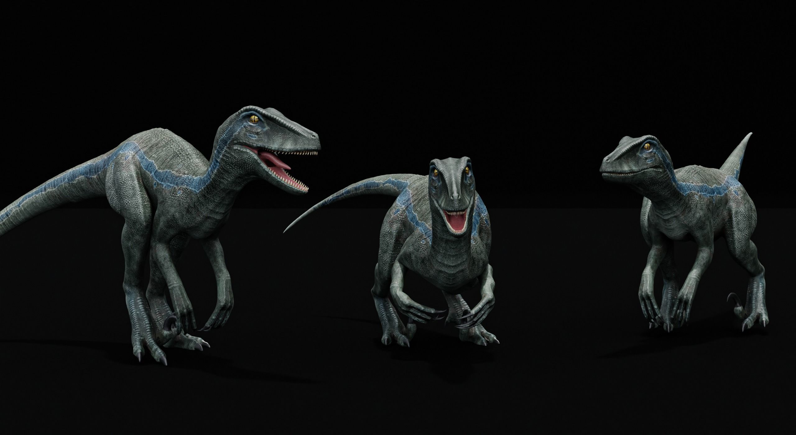 Monster Velociraptor Dinosaur Low-poly 3D model_11