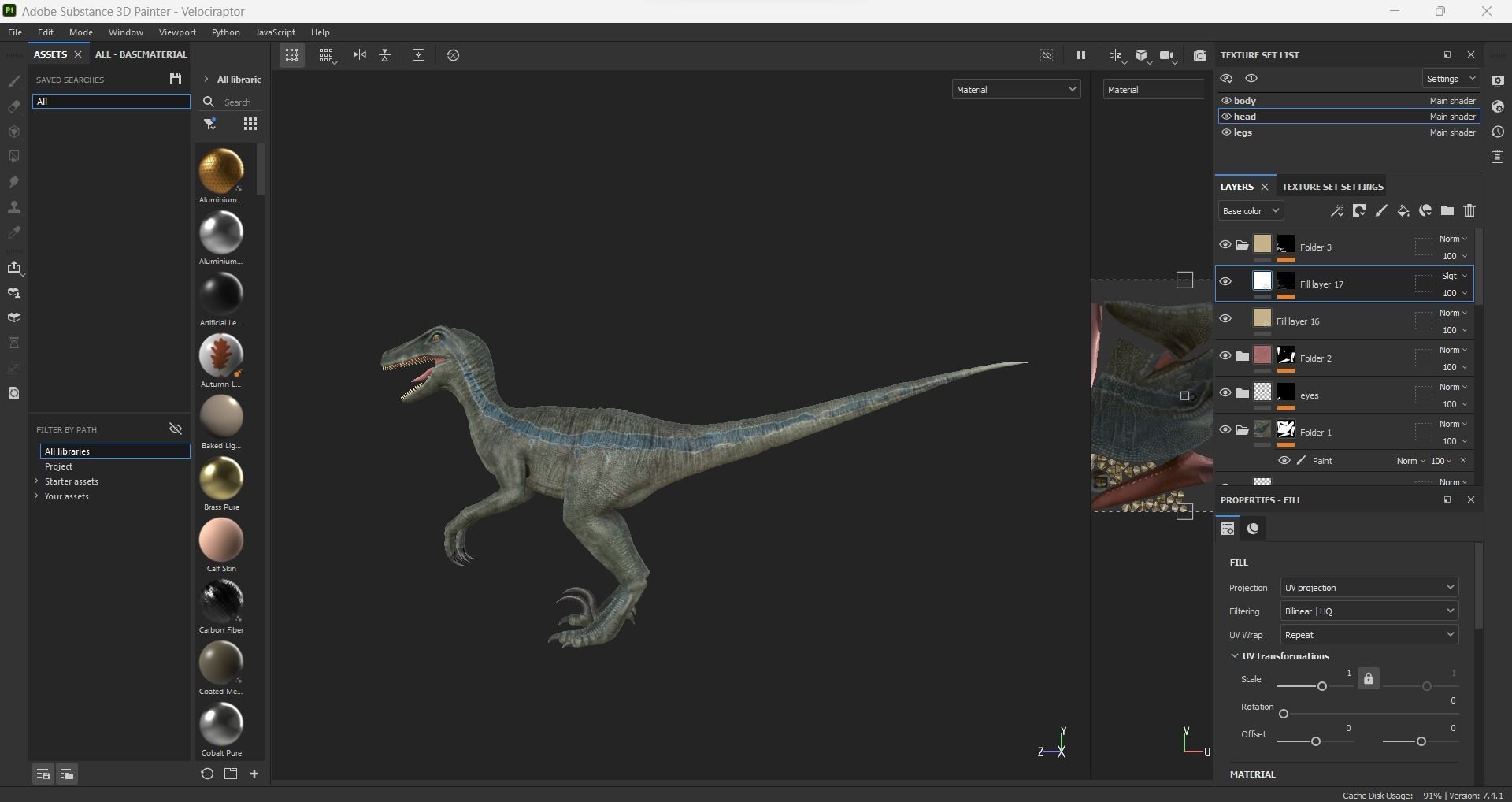 Monster Velociraptor Dinosaur Low-poly 3D model_16