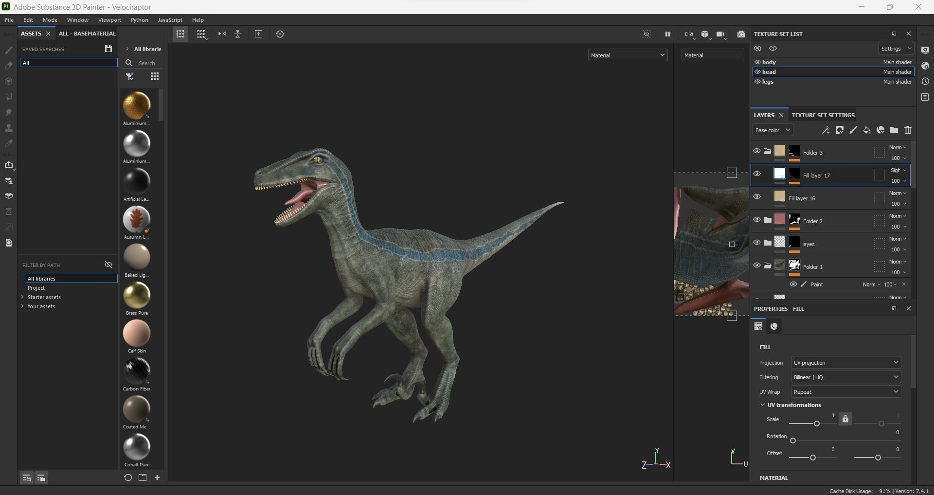 Monster Velociraptor Dinosaur Low-poly 3D model_23