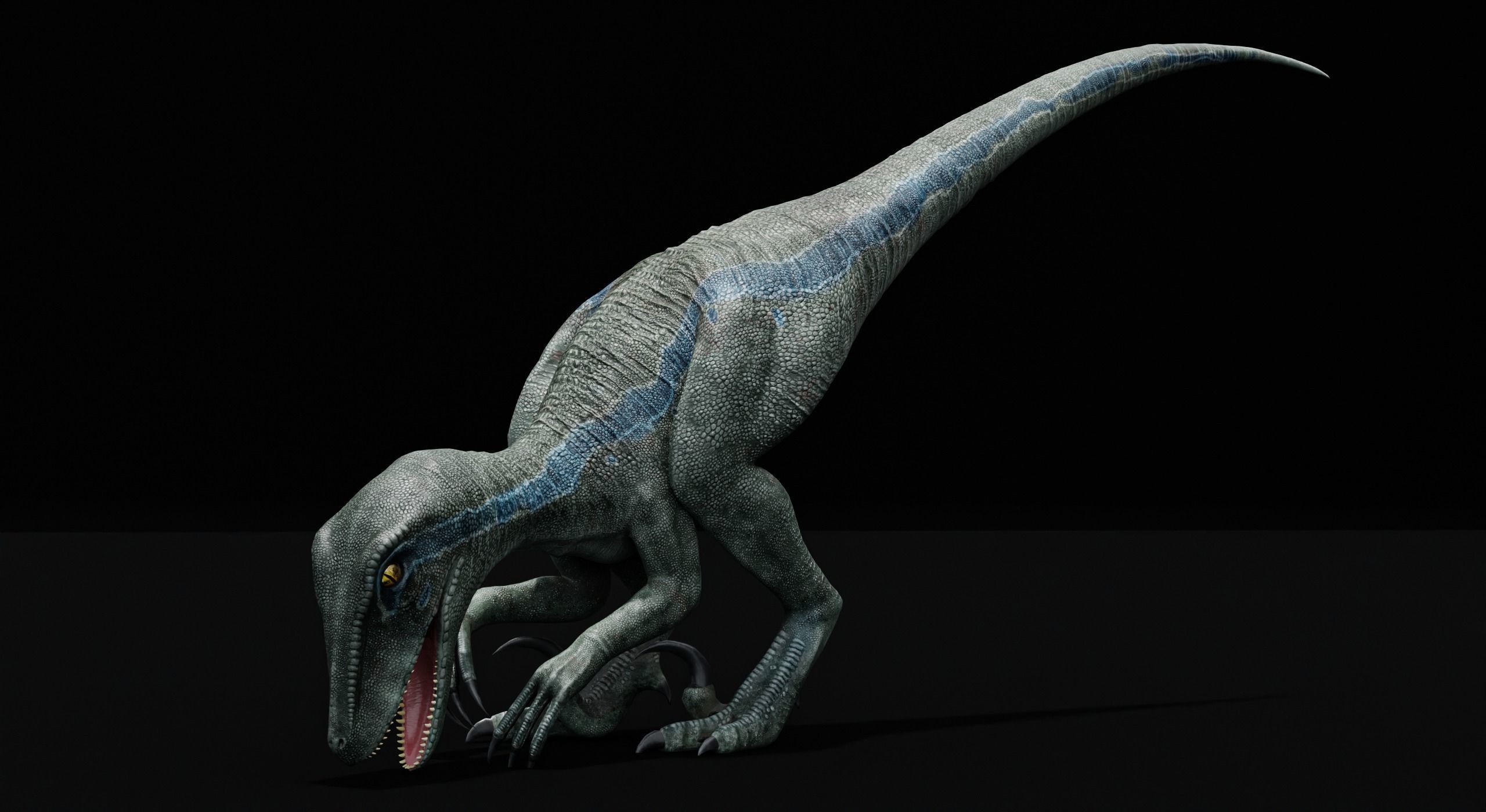 Monster Velociraptor Dinosaur Low-poly 3D model_4