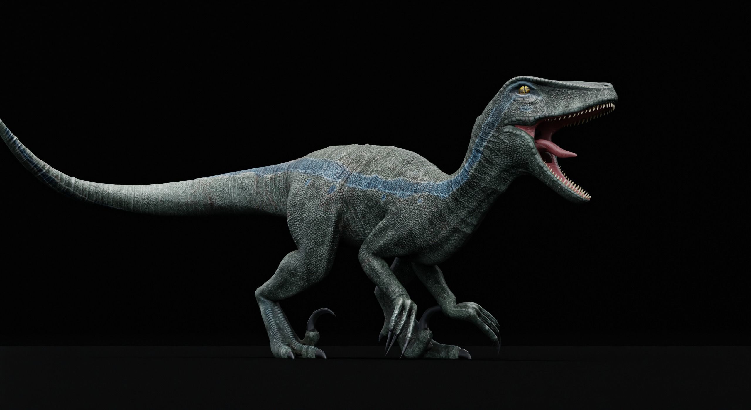 Monster Velociraptor Dinosaur Low-poly 3D model_14