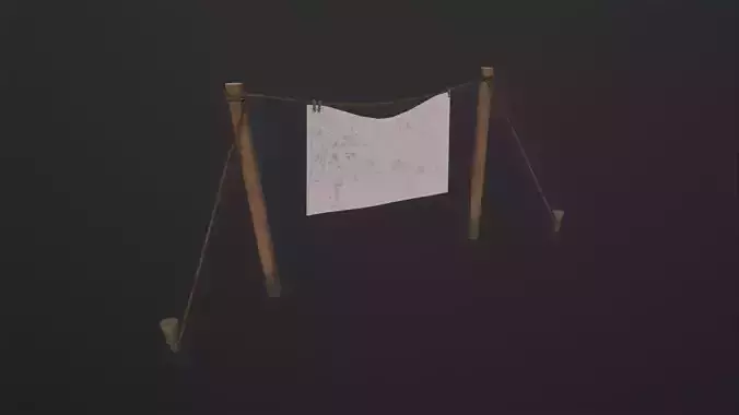 Clothesline 3D Model Low-poly 3D model