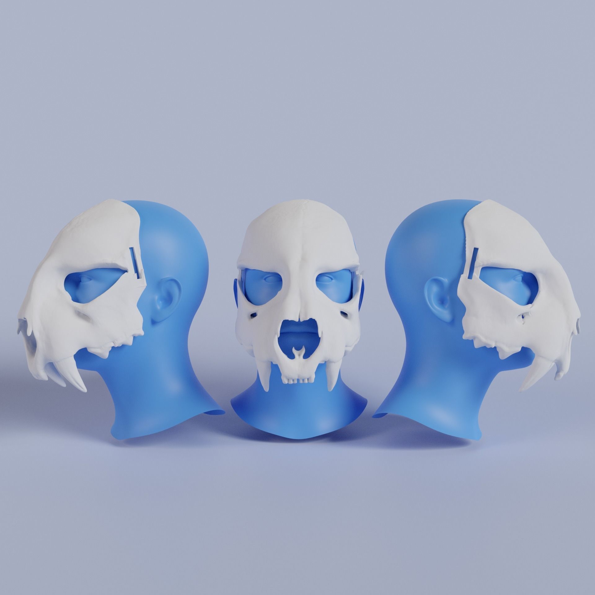 Viking Style Bobcat Skull Mask Ready To Print 3D print model_1