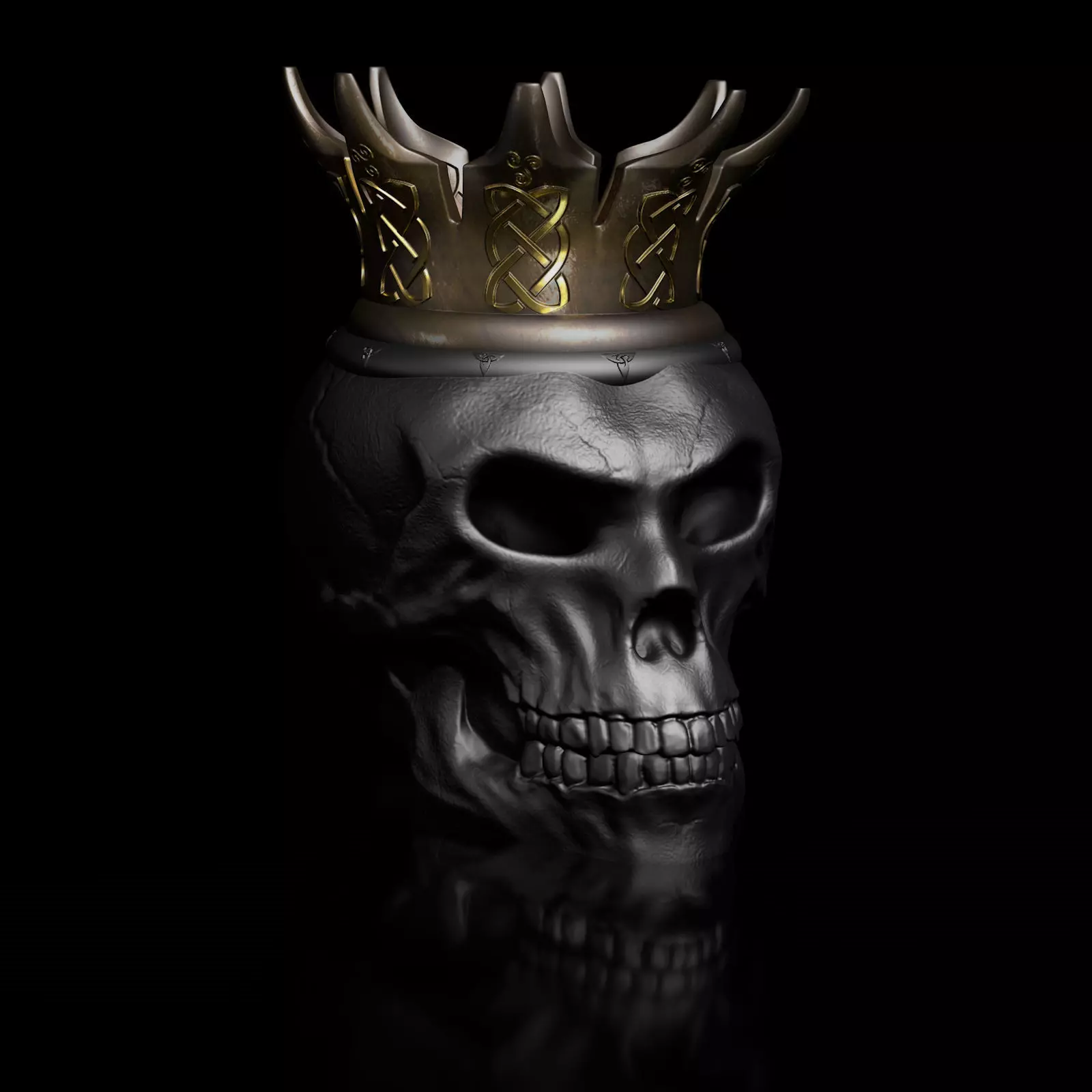King Skull with Crown STL 3D Print Model High-Polygon 3D print model