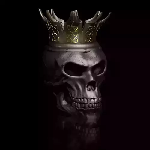 King Skull  with Crown  STL 3D Print Model High-Polygon 3D print model