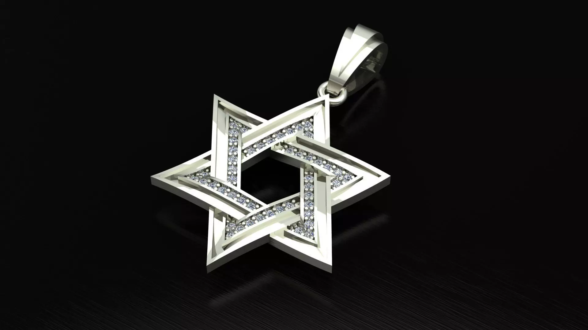 Star of David Necklace with Diamonds 3D print model_0