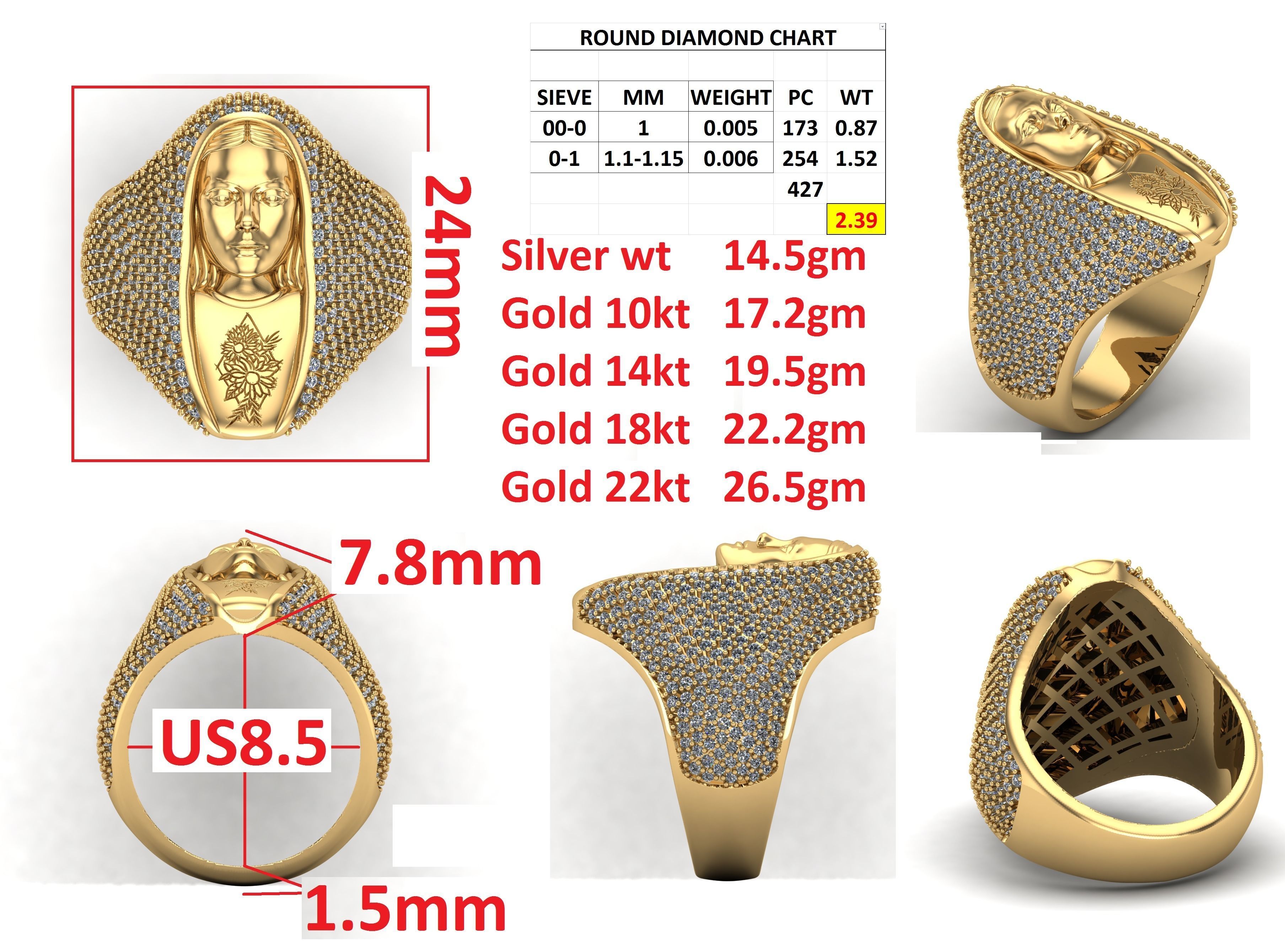 Lady Ring 3D print model_1