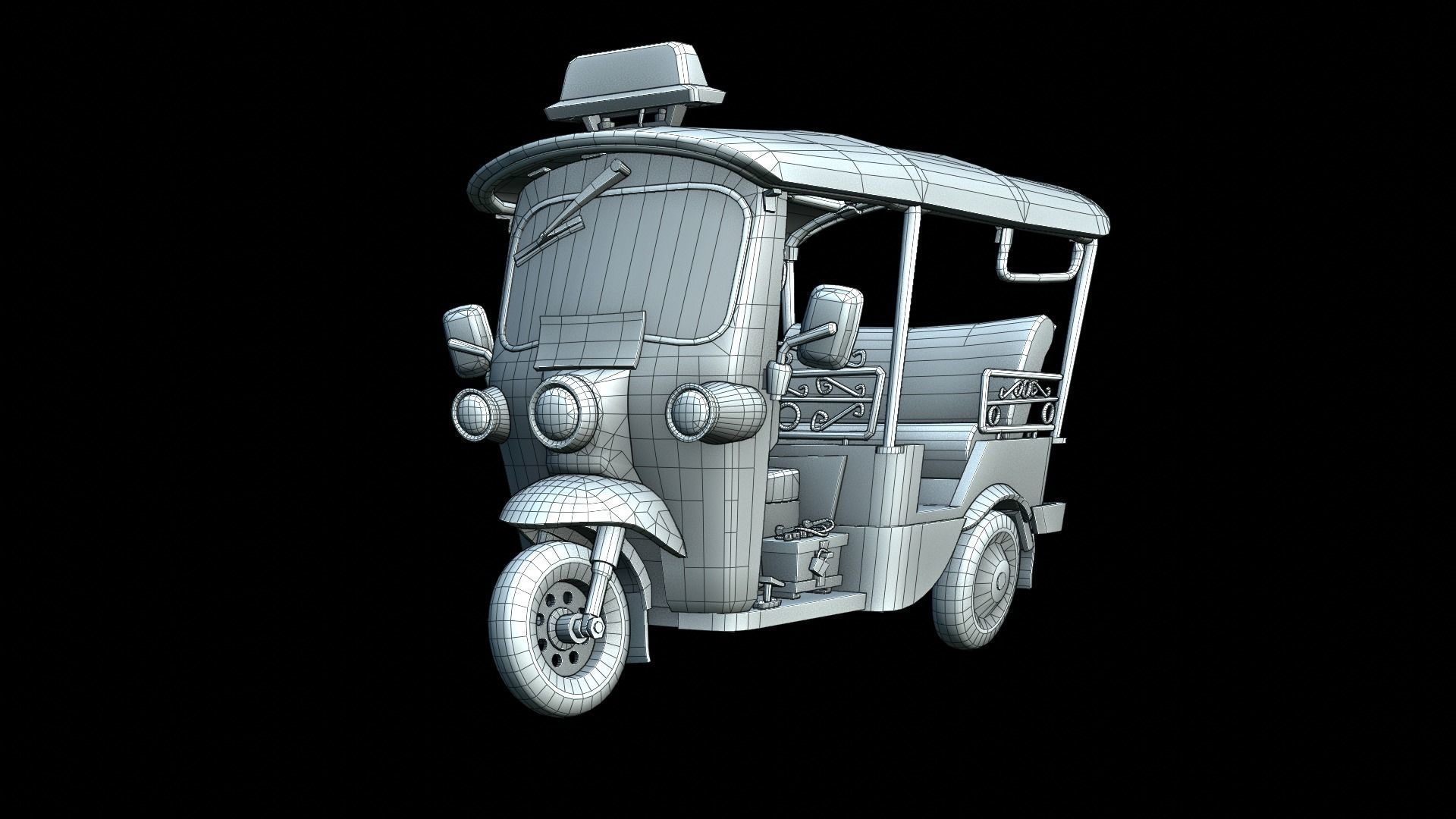 Tuk Tuk Stylized Rickshaw Low Poly 3D Model Low-poly 3D model_2