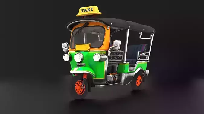 Tuk Tuk Stylized Rickshaw Low Poly 3D Model