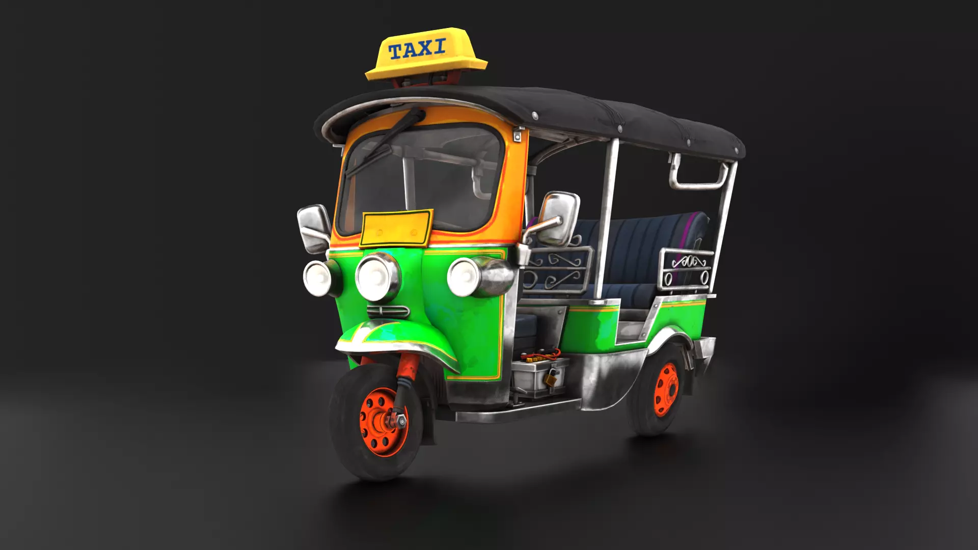 Tuk Tuk Stylized Rickshaw Low Poly 3D Model Low-poly 3D model_0