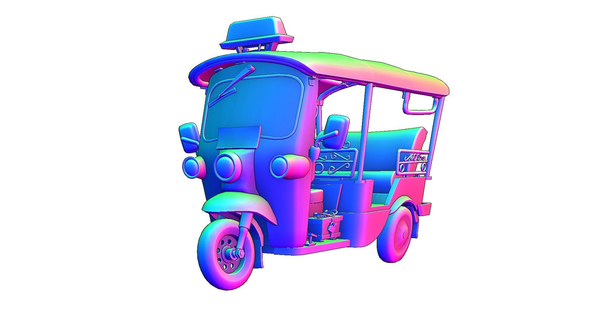 Tuk Tuk Stylized Rickshaw Low Poly 3D Model Low-poly 3D model_4