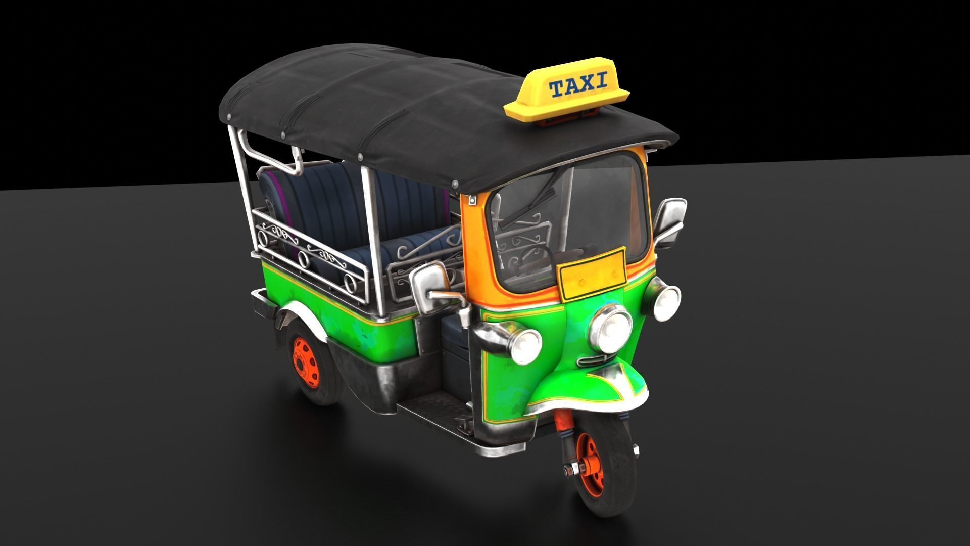 Tuk Tuk Stylized Rickshaw Low Poly 3D Model Low-poly 3D model_1