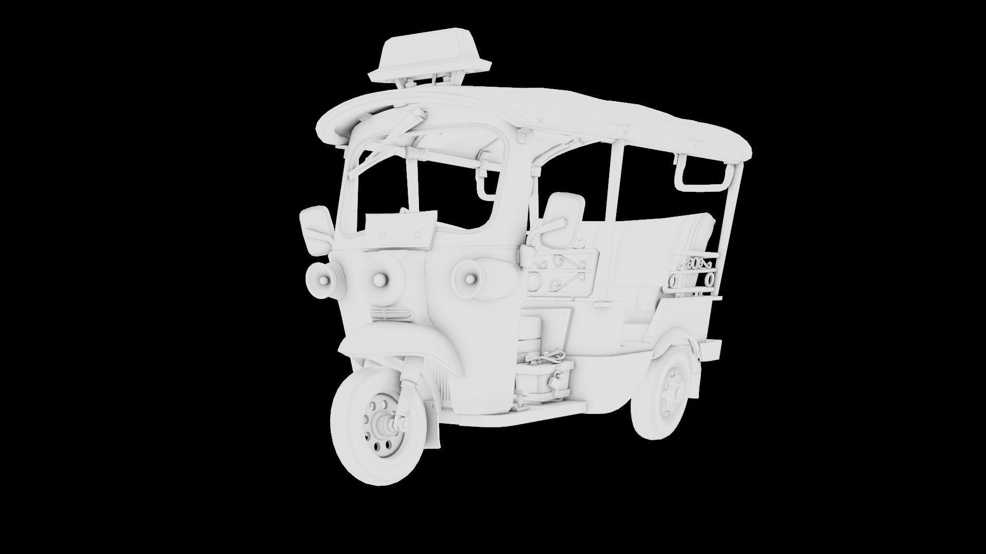 Tuk Tuk Stylized Rickshaw Low Poly 3D Model Low-poly 3D model_3